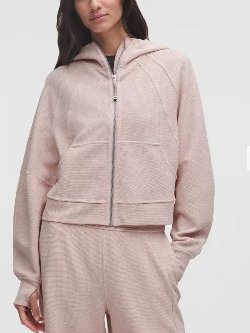Light Pink Women's Zip-Up Hooded Sweatshirt and sweatpants set